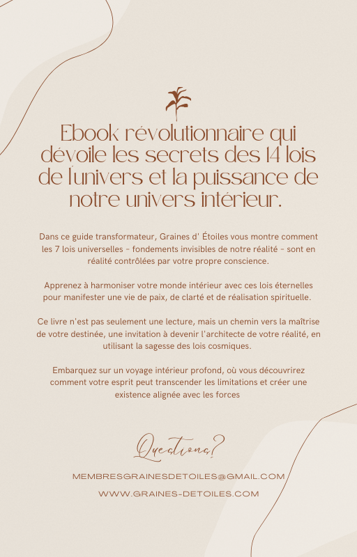 Ebook Les 14 Lois de l'Univers, "Maîtrisez Votre Univers Intérieur pour Transformer Votre Réalité"