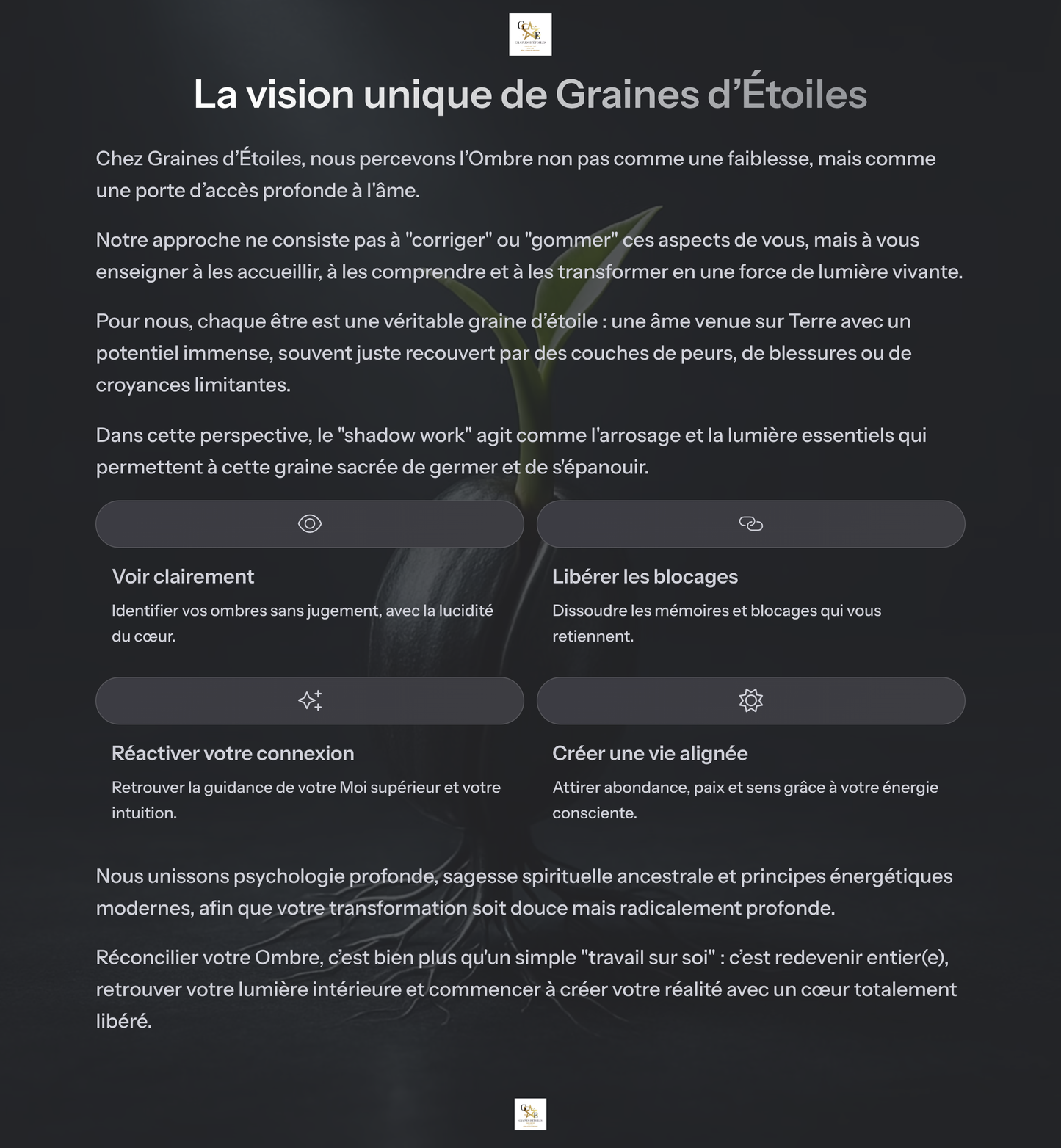 Réconcilier son Ombre : De la Blessure à la Lumière" (Un guide alliant Psychologie, Voie de Graines d'Etoiles et Neurosciences Spirituelles)