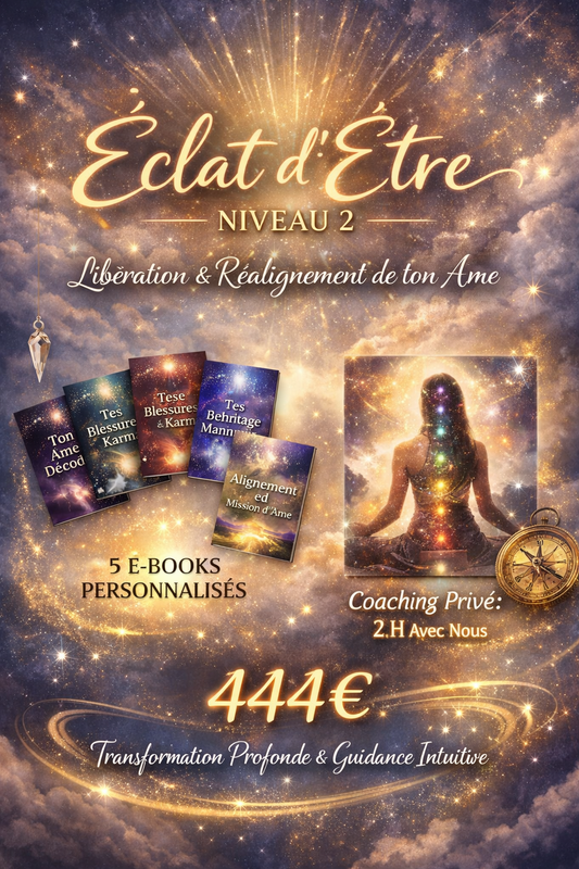 ÉCLAT D'ÊTRE NIVEAU 2 Coaching vibratoire personnalisé + séance privée 2h + ebook avec exercices d'ancrage sur mesure